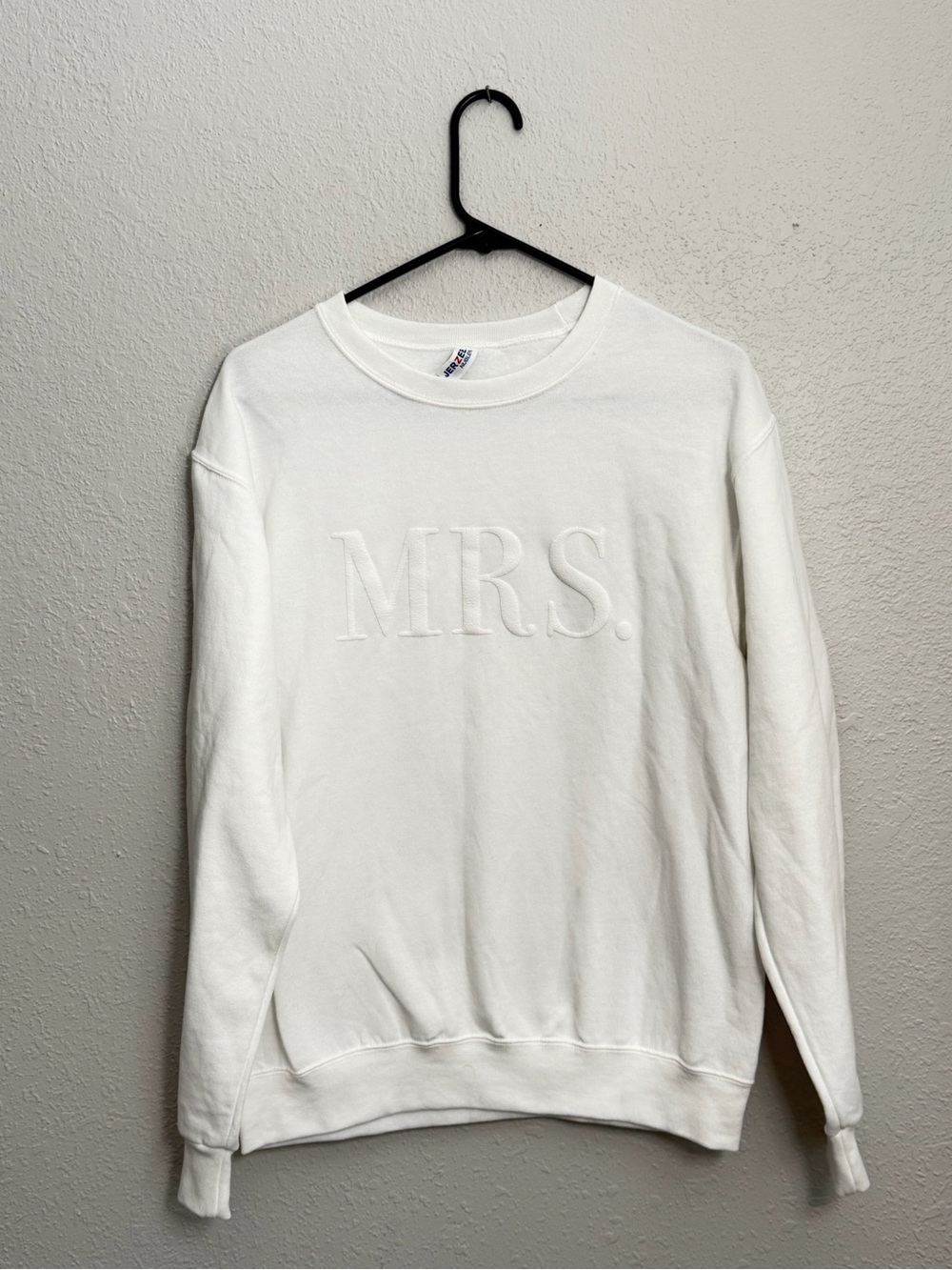 Jerzees White 'MRS.' Crewneck Sweater
